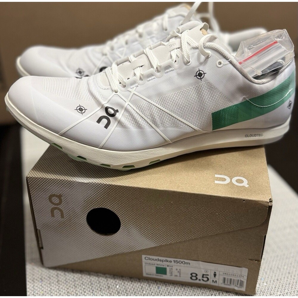 NIB New On Cloudspike 1500 Men’s Size 8.5 White Green Mint Track Running Sprint